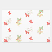 Koraalbloemen en witbloemen, strips en butavlies inpakpapier vel (Voorkant 3)