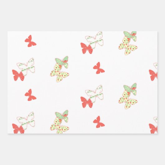 Koraalbloemen en witbloemen, strips en butavlies inpakpapier vel (Voorkant 3)