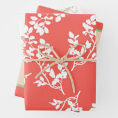 Koraalbloemen en witbloemen, strips en butavlies inpakpapier vel (In situ)