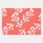 Koraalbloemen en witbloemen, strips en butavlies inpakpapier vel (Voorkant)