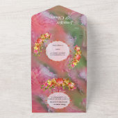 Koraalbloemen, gras- en pony-roze bloemen in één I All In One Uitnodiging (Buitenkant)