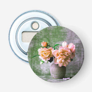 Koraalbloemen in grijs vet Roze Sinaasappel Button Flesopener