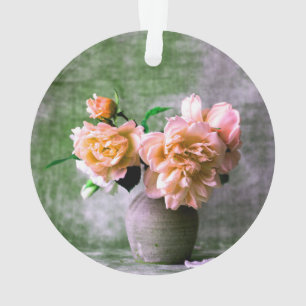Koraalbloemen in grijs vet Roze Sinaasappel Ornament