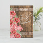 Koraalbloemen op Rustiek Hout - Vrijgezellenfeest Kaart (Staand voorkant)