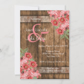 Koraalbloemen op Rustiek Hout - Vrijgezellenfeest Kaart (Achterkant)