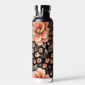 Koraalbloemen op zwart waterfles (Rechts)