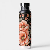 Koraalbloemen op zwart waterfles (Links)