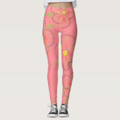 Koraalbloemige ontwerper leggings (Voorkant)