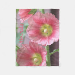 Koraalbloemige stokrozen fleece deken