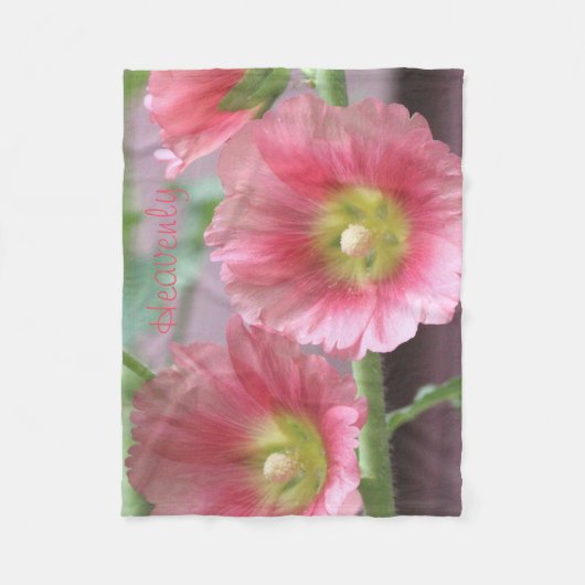 Koraalbloemige stokrozen fleece deken (Voorkant)
