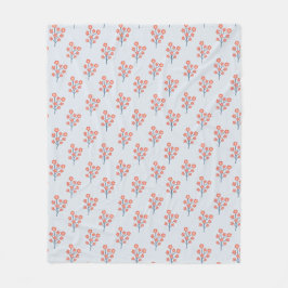 Koraalbloesem Takjes op Misty Blue Patroon  Fleece Deken