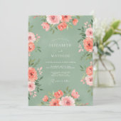 Koraalbloesem Weide Bruiloft Kaart (Staand voorkant)