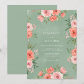Koraalbloesem Weide Bruiloft Kaart (Voorkant / Achterkant)