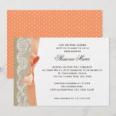 Koraalboog en burlap eerste communie kaart (Voorkant / Achterkant)