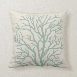 Koraalboom in Seafoam Green Kussen