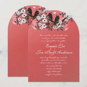 Koraalbos Vintage Romantische Liefdesvogels in een Kaart