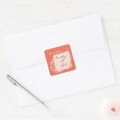 Koraalbruid & bruidegom vierkante Stickers- Pas he Sticker (Envelop)