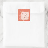 Koraalbruid & bruidegom vierkante Stickers- Pas he Vierkante Sticker (Tas)