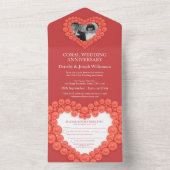 Koraalbruiloft 35 jaar feesten all in one uitnodiging (Binnen)