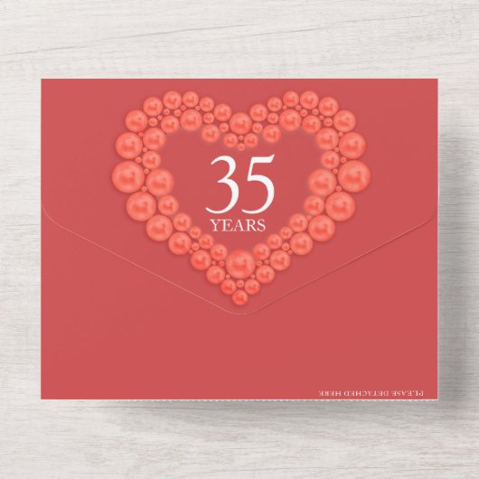 Koraalbruiloft 35 jaar feesten all in one uitnodiging (Achterkant)