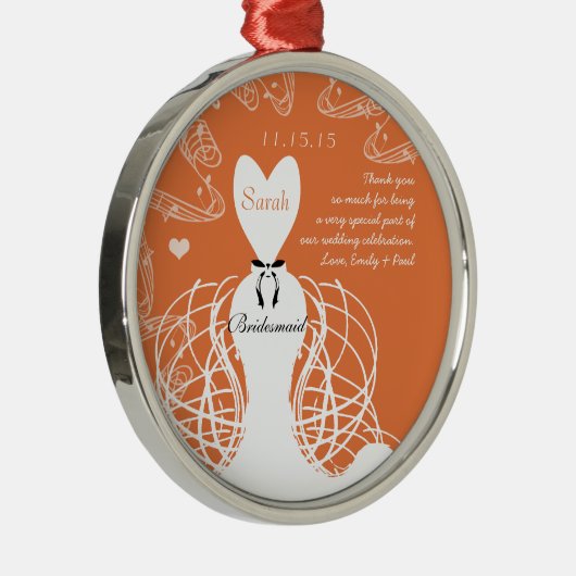 Koraalbruiloft bruin bruidsmeisje - kies kleur metalen ornament (Rechts)