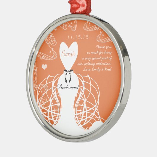 Koraalbruiloft bruin bruidsmeisje - kies kleur metalen ornament (Links)