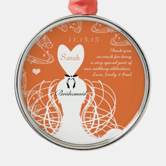 Koraalbruiloft bruin bruidsmeisje - kies kleur metalen ornament (Voorkant)