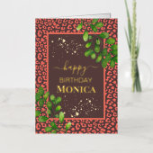 Koraalbruine Luipaardprint Folie Wenskaart (Voorkant)