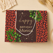 Koraalbruine Luipaardprint Groot Cadeauzakje