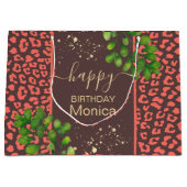 Koraalbruine Luipaardprint Groot Cadeauzakje (Voorkant)