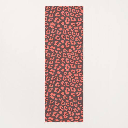 Koraalbruine Luipaardprint Yogamat (Achterkant)