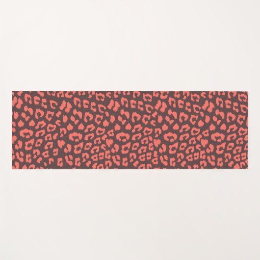 Koraalbruine Luipaardprint Yogamat (Voorkant (horizontaal))