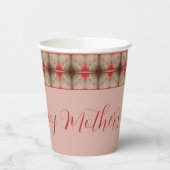 koraalbruinen en roosroze roze papieren bekers (Links)