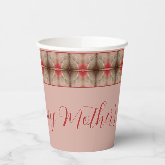 koraalbruinen en roosroze roze papieren bekers (Links)