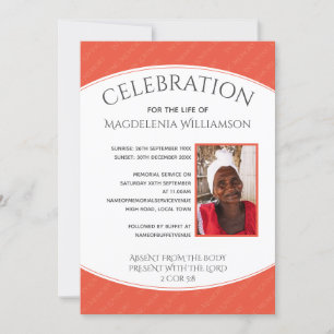 KoraalCELEBRATIE LIFE Foto Memorial Funeral Kaart