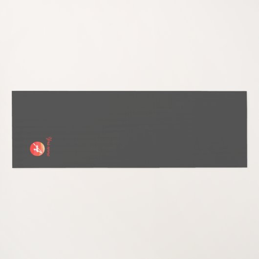 Koraalcirkelnaam initiaal Een golvende grijze yoga Yogamat (Achterkant (horizontaal))