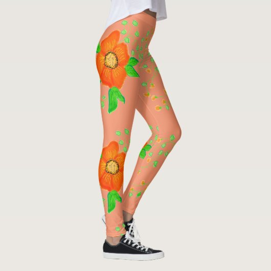 Koraalcrème en Sinaasappel Leggings (Rechts)