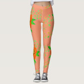 Koraalcrème en Sinaasappel Leggings (Voorkant)