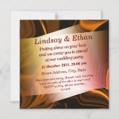 Koraalcurven en donkere curven boven de bruine ach magnetische uitnodiging (Voorkant)