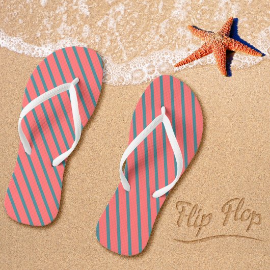 Koraaldiagonale strepen teenslippers