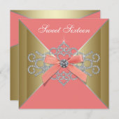 Koraaldiamanten Koraalgoud Sweet 16 Verjaardagsfee Kaart (Voorkant / Achterkant)