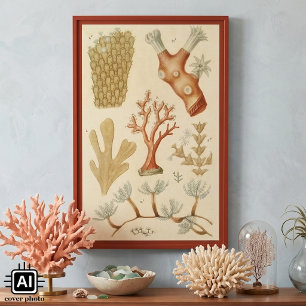 Koraaldieren uit de oudheid, biologie leerboek poster