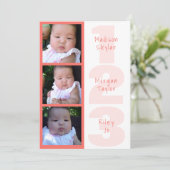 Koraaldriplets Eenvoudig 1 2 3 Foto-collage Aankondiging (Staand voorkant)