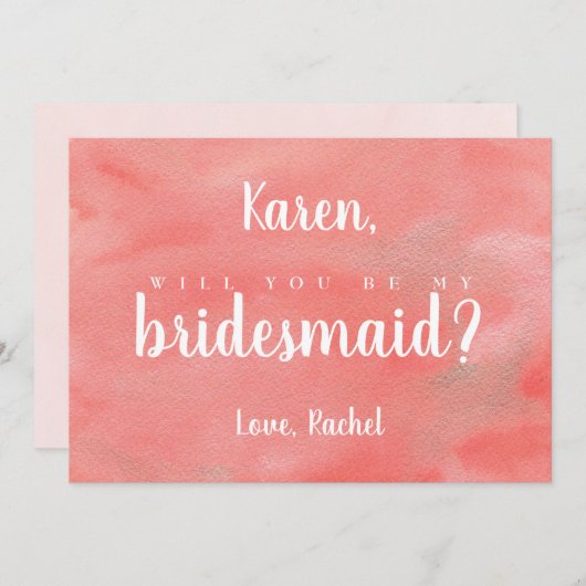 Koraaldromen bruiloft wordt mijn Bridesmaid Kaart (Voorkant / Achterkant)