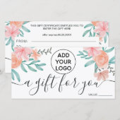 Koraalflorale waterverf logo gift certificaat (Voorkant / Achterkant)