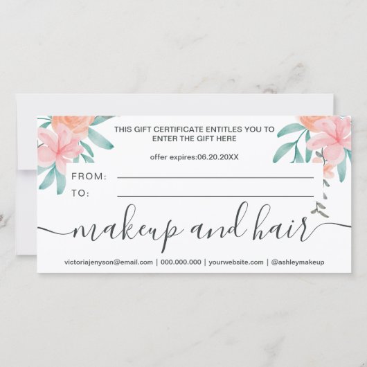 Koraalflorale waterverf logo gift certificaat (Achterkant)