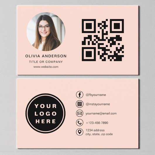 Koraalfoto met QR-code social media Visitekaartje