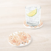 Koraalgebladerte Waterverf monogram Zandsteen Onderzetter (Zijkant)