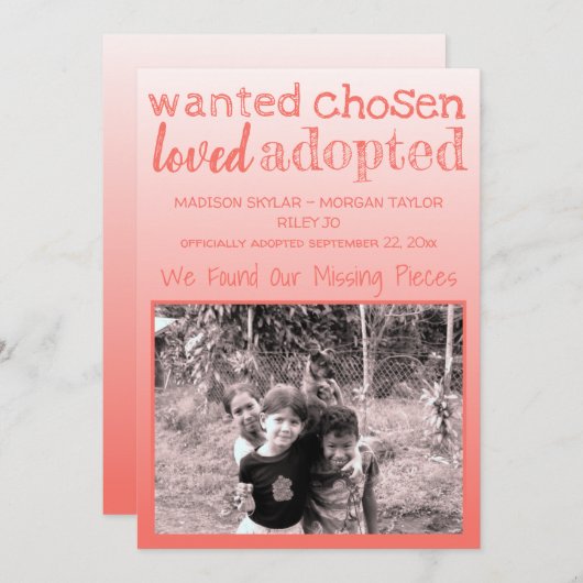 Koraalgradiënt gezocht gekozen aankondiging (Voorkant / Achterkant)