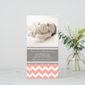 Koraalgrijs Hartelijk dank voor foto-kaarten Baby  Bedankkaart (Staand voorkant)